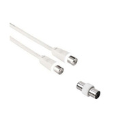 Hama Cavo antenna M/F con adattatore M/M, 5 metri, bianco, 75 dB, 1 stella