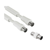Hama Cavo antenna M/F con adattatore M/M, 1,5 metri, bianco, 85 dB ferrite,3 stelle