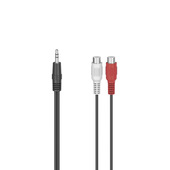 Hama Cavetto adattatore Jack 3.5 mm M/2 RCA F, 0,10 metri, nero